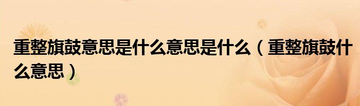 重整旗鼓意思是什么意思是什么(重整旗鼓什么意思)