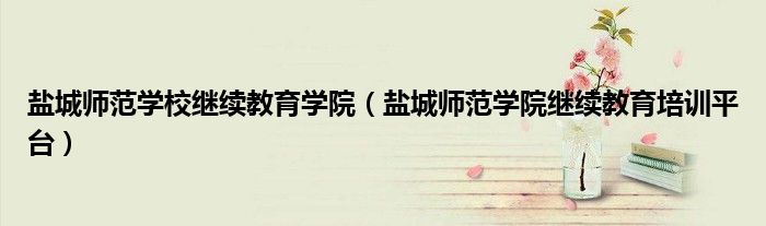 盐城师范学校继续教育学院(盐城师范学院继续教育培训平台)