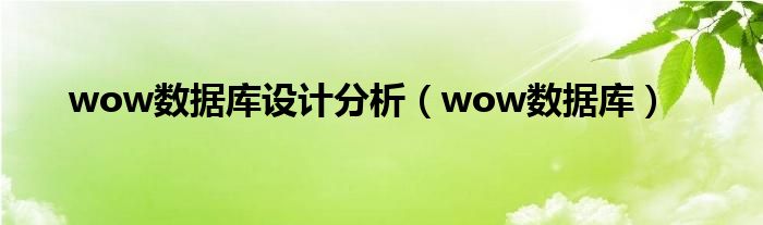 wow数据库设计分析(wow数据库)
