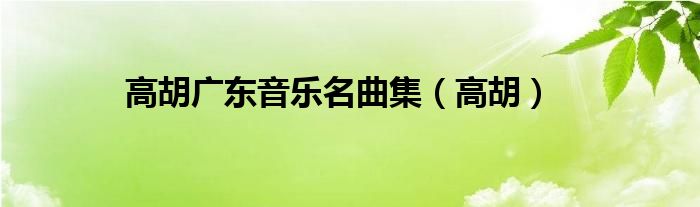 高胡广东音乐名曲集(高胡)
