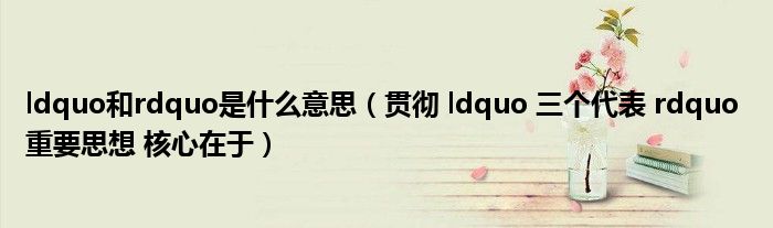 ldquo和rdquo是什么意思(贯彻 ldquo 三个代表 rdquo 重要思想 核心在于)