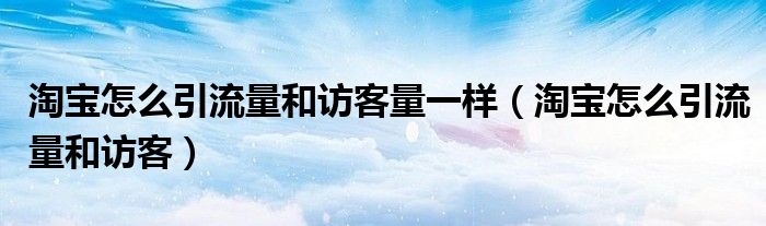 淘宝怎么引流量和访客量一样(淘宝怎么引流量和访客)