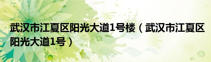 武汉市江夏区阳光大道1号楼(武汉市江夏区阳光大道1号)