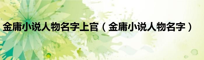 金庸小说人物名字上官(金庸小说人物名字)