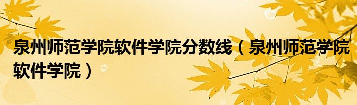 泉州师范学院软件学院分数线(泉州师范学院软件学院)