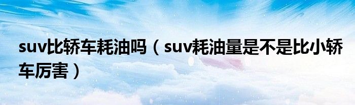 suv比轿车耗油吗(suv耗油量是不是比小轿车厉害)