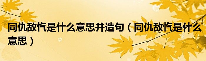 同仇敌忾是什么意思并造句(同仇敌忾是什么意思)