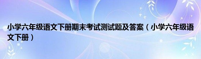 小学六年级语文下册期末考试测试题及答案(小学六年级语文下册)