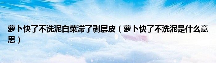萝卜快了不洗泥白菜滞了剥层皮(萝卜快了不洗泥是什么意思)