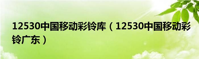 12530中国移动彩铃库(12530中国移动彩铃广东)