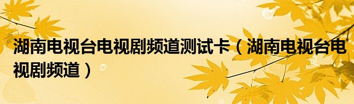 湖南电视台电视剧频道测试卡(湖南电视台电视剧频道)