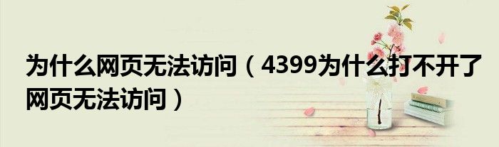 为什么网页无法访问(4399为什么打不开了网页无法访问)