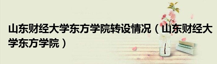 山东财经大学东方学院转设情况(山东财经大学东方学院)