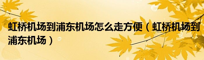 虹桥机场到浦东机场怎么走方便(虹桥机场到浦东机场)