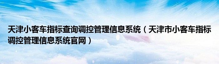 天津小客车指标查询调控管理信息系统(天津市小客车指标调控管理信息系统官网)