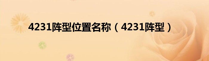 4231阵型位置名称(4231阵型)