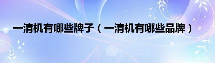 一清机有哪些牌子(一清机有哪些品牌)