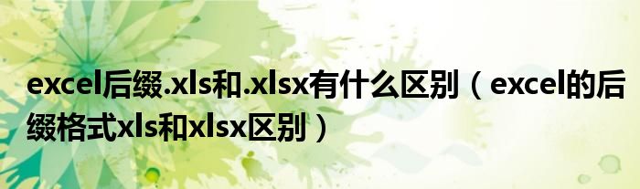 excel后缀.xls和.xlsx有什么区别(excel的后缀格式xls和xlsx区别)