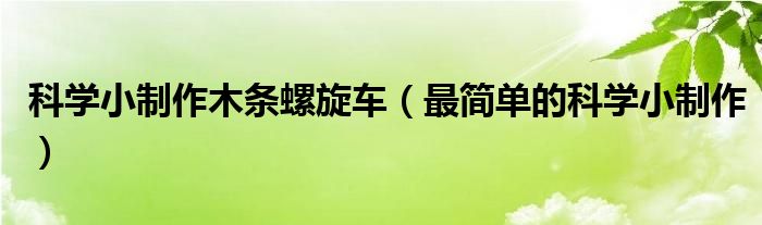 科学小制作木条螺旋车(最简单的科学小制作)
