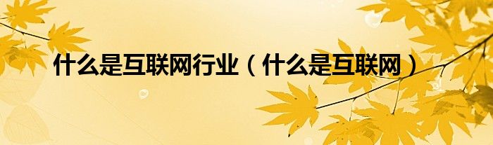 什么是互联网行业(什么是互联网)