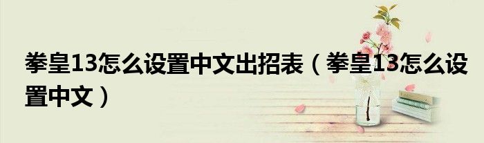 拳皇13怎么设置中文出招表(拳皇13怎么设置中文)