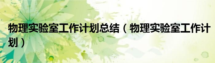 物理实验室工作计划总结(物理实验室工作计划)