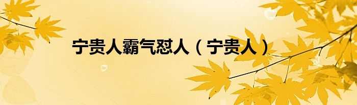 宁贵人霸气怼人(宁贵人)