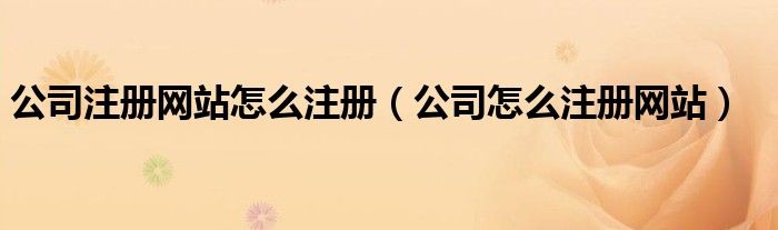 公司注册网站怎么注册(公司怎么注册网站)