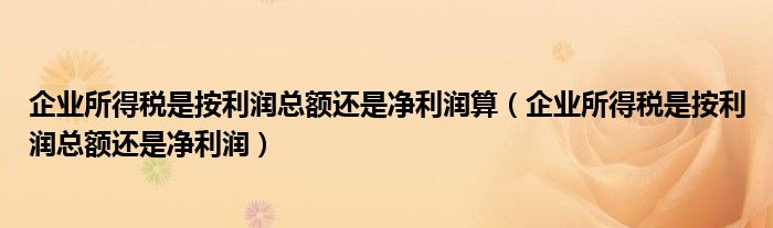 企业所得税是按利润总额还是净利润算(企业所得税是按利润总额还是净利润)