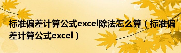 标准偏差计算公式excel除法怎么算(标准偏差计算公式excel)