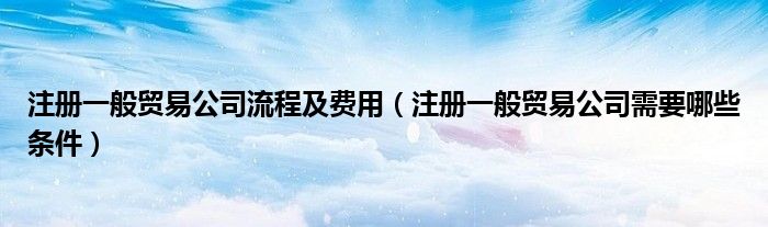注册一般贸易公司流程及费用(注册一般贸易公司需要哪些条件)