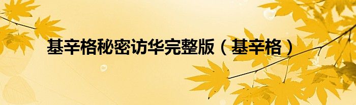 基辛格秘密访华完整版(基辛格)