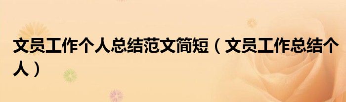 文员工作个人总结范文简短(文员工作总结个人)