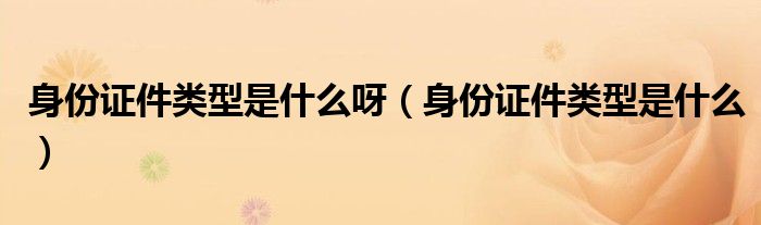 身份证件类型是什么呀(身份证件类型是什么)