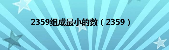 2359组成最小的数(2359)