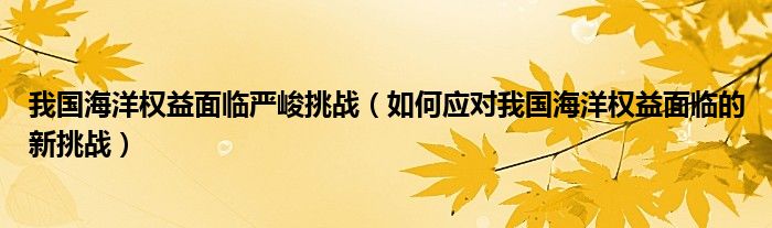 我国海洋权益面临严峻挑战(如何应对我国海洋权益面临的新挑战)