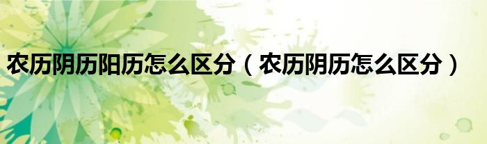 农历阴历阳历怎么区分(农历阴历怎么区分)