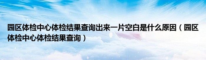 园区体检中心体检结果查询出来一片空白是什么原因(园区体检中心体检结果查询)