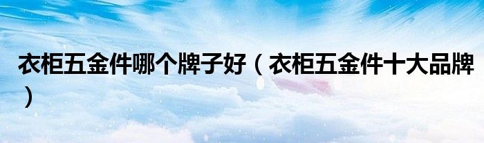 衣柜五金件哪个牌子好(衣柜五金件十大品牌)