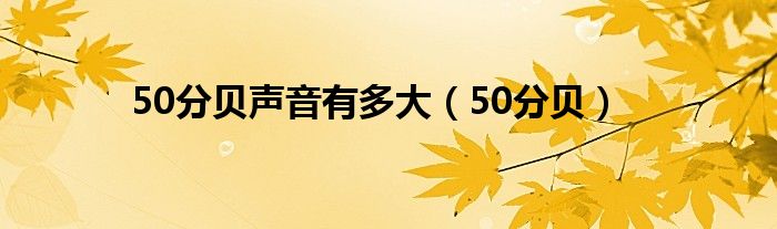 50分贝声音有多大(50分贝)