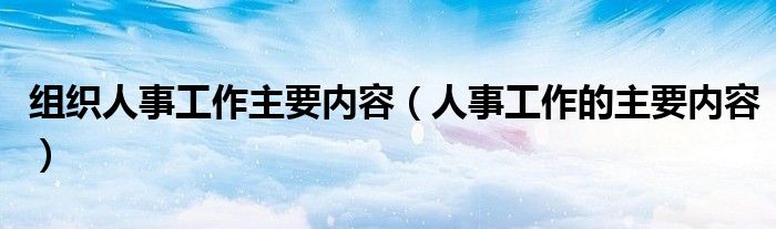 组织人事工作主要内容(人事工作的主要内容)