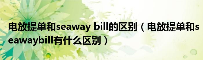 电放提单和seaway bill的区别(电放提单和seawaybill有什么区别)