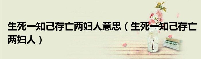 生死一知己存亡两妇人意思(生死一知己存亡两妇人)