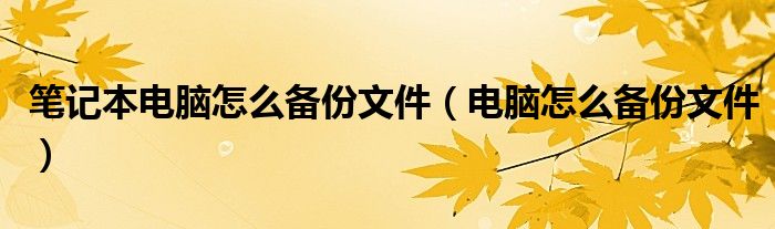 笔记本电脑怎么备份文件（电脑怎么备份文件）