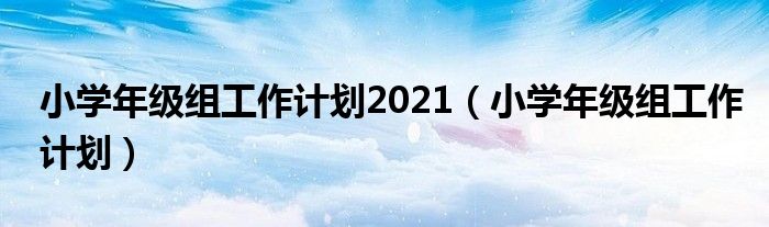小学年级组工作计划2021(小学年级组工作计划)