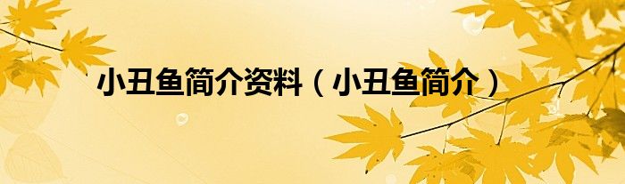 小丑鱼简介资料（小丑鱼简介）