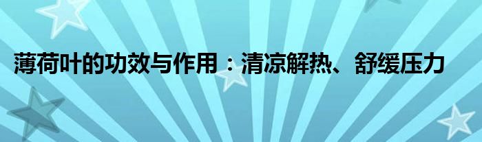 薄荷叶的功效与作用：清凉解热、舒缓压力
