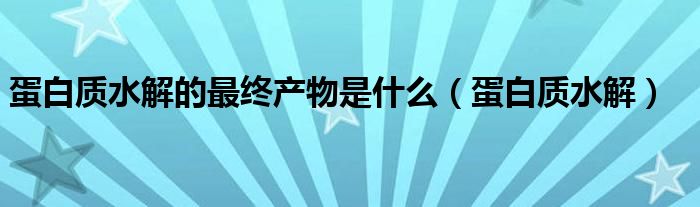 蛋白质水解的最终产物是什么（蛋白质水解）