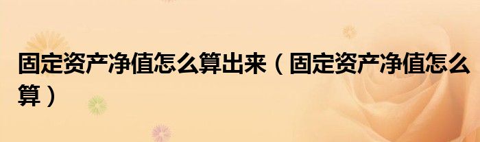 固定资产净值怎么算出来(固定资产净值怎么算)