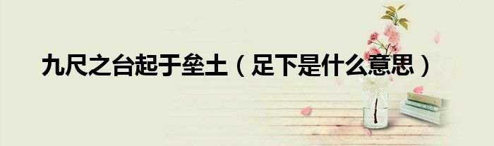 九尺之台起于垒土（足下是什么意思）